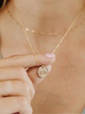 Made by Mary Wonder Disc Necklace Gold Filled Rainbow Coin Pendant Necklace